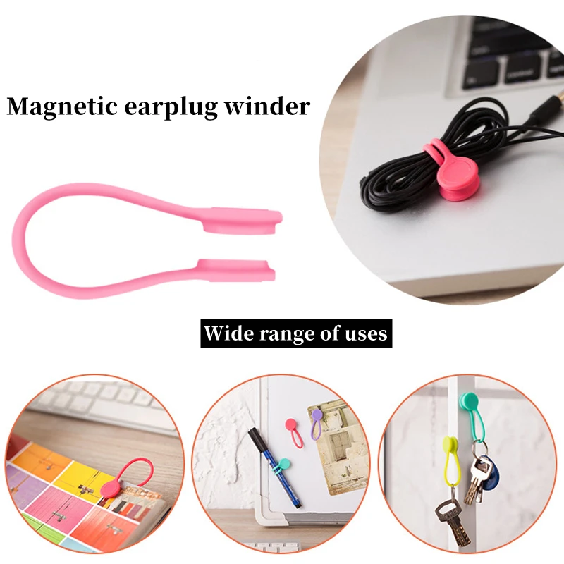 3pcs Magnetic Silicone Winder Headphone Data Cable Holder Bookmark Keychain Multifunctional Office Manager Desk Accessories