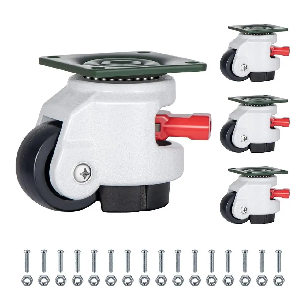 

360 Degree Swivel Casters for Heavy Duty Use - Height Adjustable, 2200 Lbs Capacity, 4 Pack