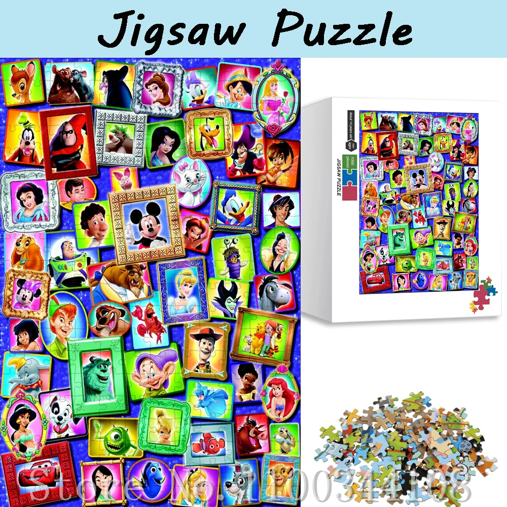 300/500/1000 Pieces Disney Characters Jigsaw Puzzles Mickey Minnie Snow White Cinderella Dumbo Wooden Puzzles for Children