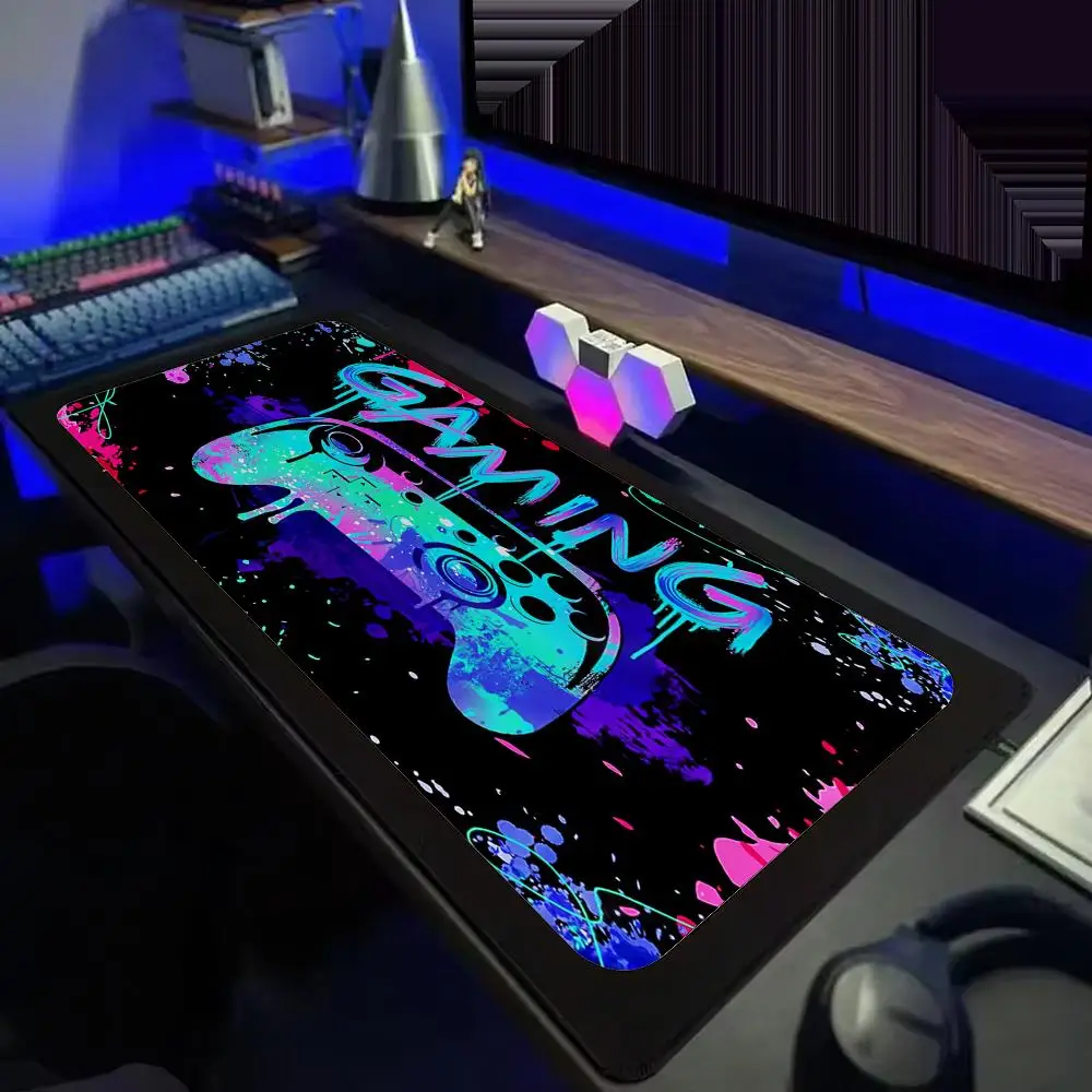 ool Neon Light GAMING Logo Mouse Pad, Extra Large Cyberpunk Style Desk Mat, Smooth Non-Slip Extended Gaming Mousepad for  Gamers