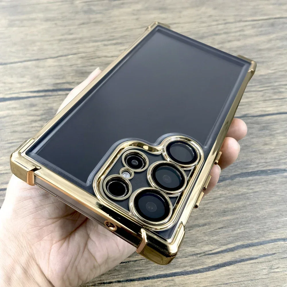 

Shockproof Armor Transparent Plating Case For Samsung Galaxy S25 S24 S23 S22 Ultra Plus FE A16 A55 A15 A54 A53 A35 A25 5G Cover
