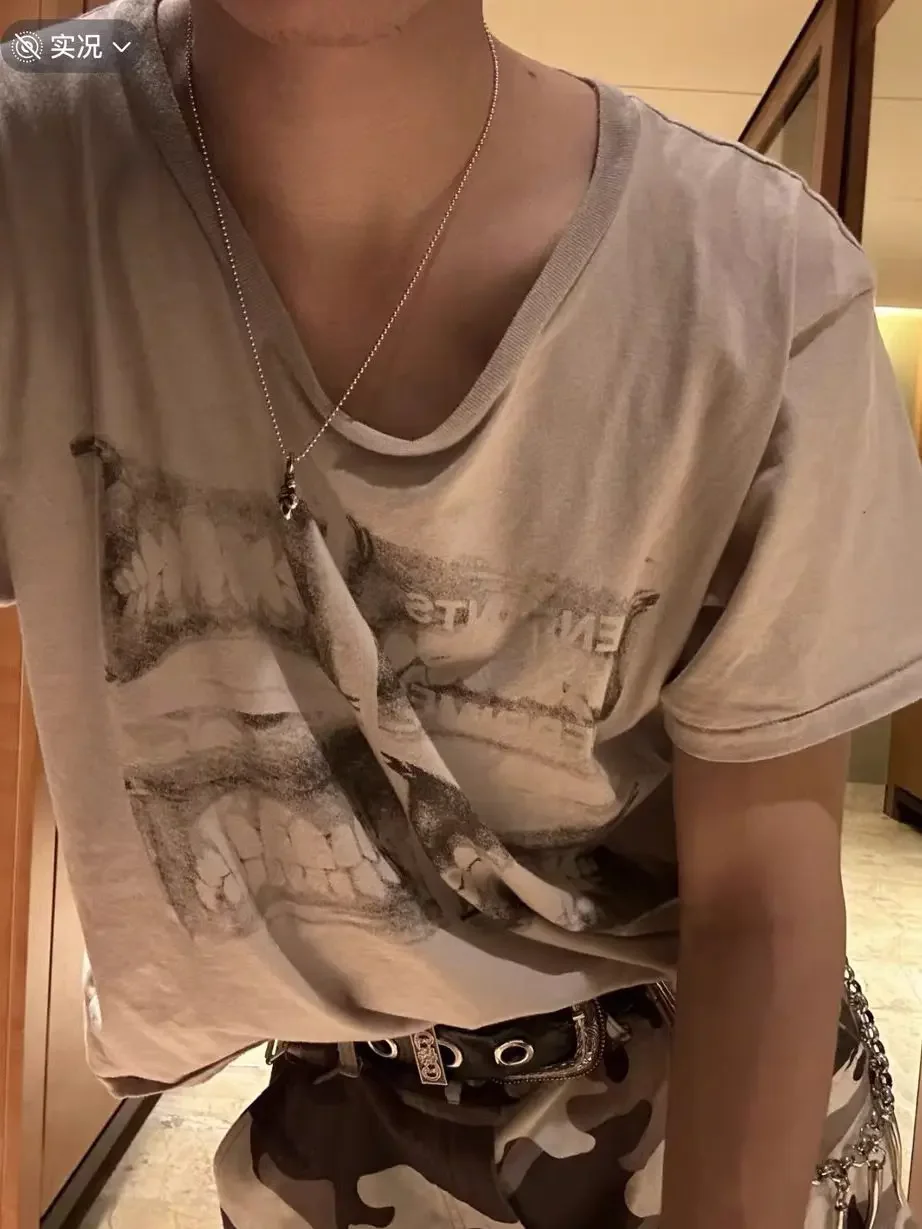 ER/D tooth print old short sleeve T-shirt