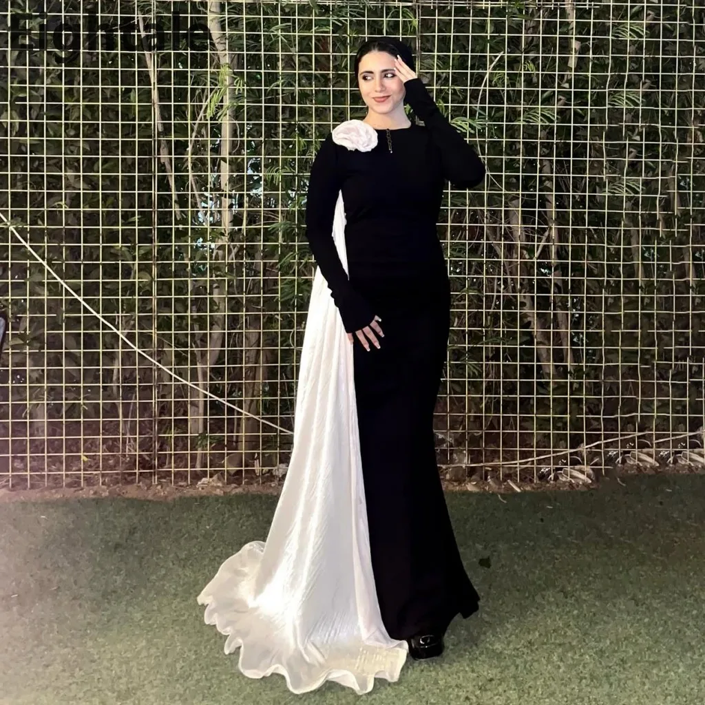 

Eightale 2025 черно-белое вечернее платье для свадебной вечеринки контрастного цвета, платье для выпускного вечера, вечернее платье в Саудовской Аравии по индивидуальному заказу