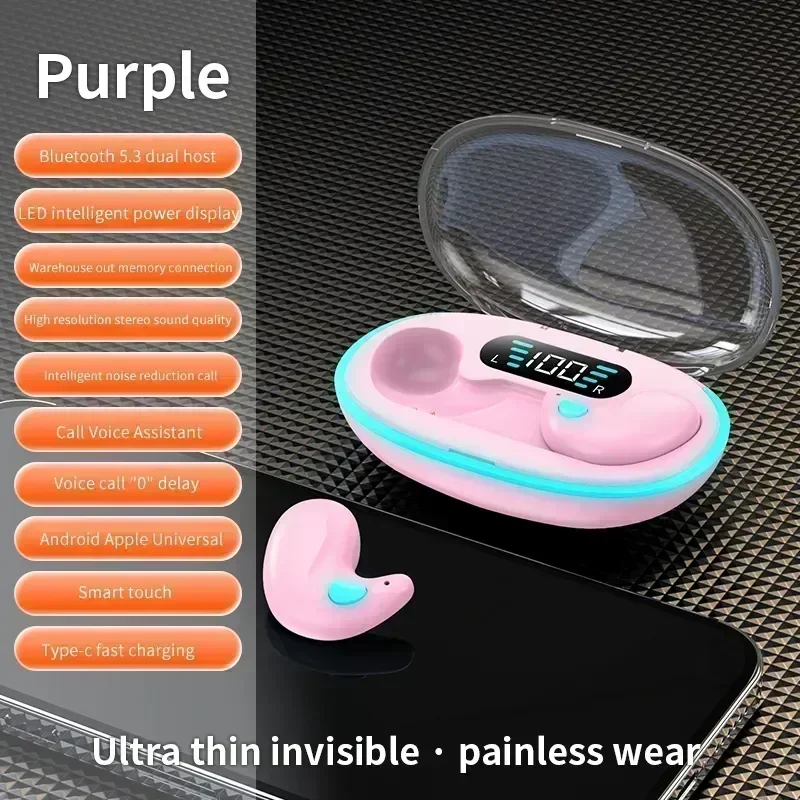 X55 Unsichtbare Kabellose Kopfhörer - TWS Bluetooth Unsichtbare In-Ear Geräuschunterdrückende Sport-Kopfhörer IPX5 Wasserbeständig – Detail 25