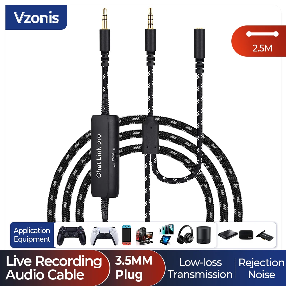 2024 Hot Selling 3.5MM AUX Audio Cable For HD60 Voice Party Live Streaming Recording Audio Cables Extension Replacement Line