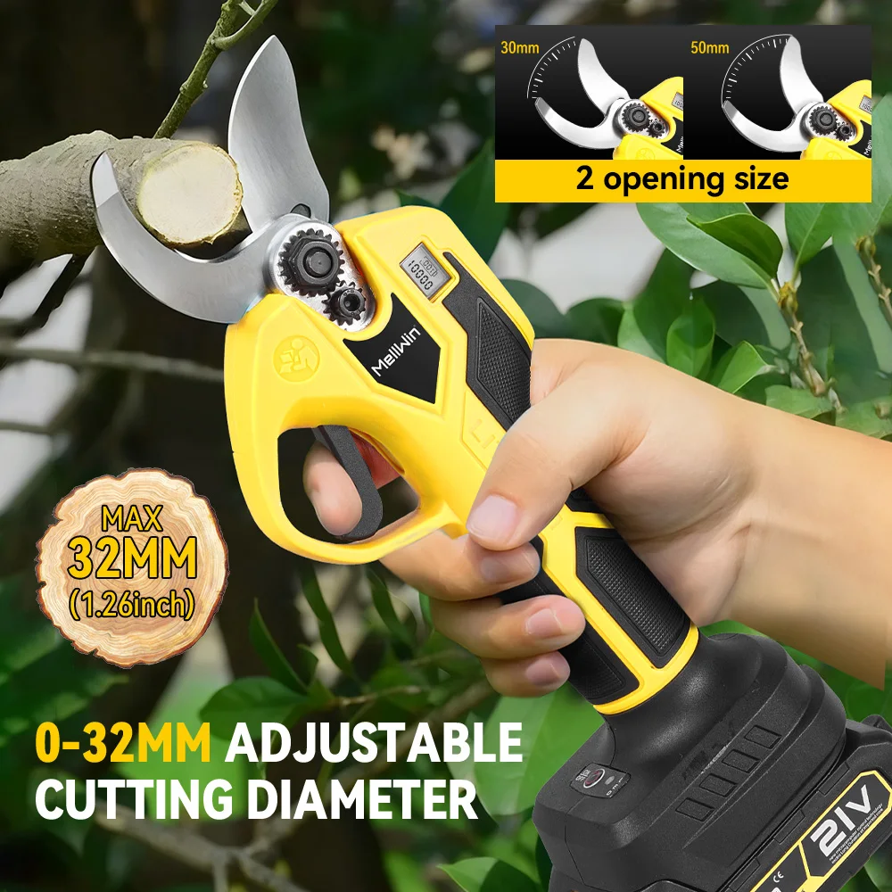 MELLWIN 4-in-1 Bürstenloser Teleskopstab mit 8-Zoll-Kettensäge & 32-mm-Gartenschere Set Gartenpflegewerkzeug für Makita 18V Akku – Detail 9