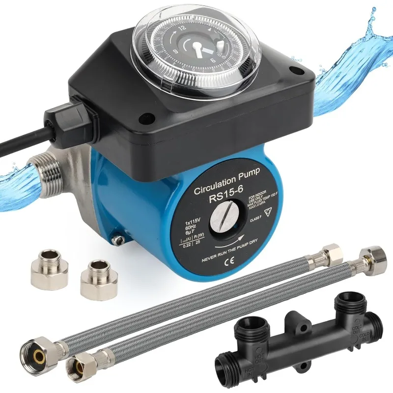 Система рециркуляционного насоса горячей воды с программируемым таймером для водонагревателей в резервуаре, мгновенной горячей воды, сенсорный клапан