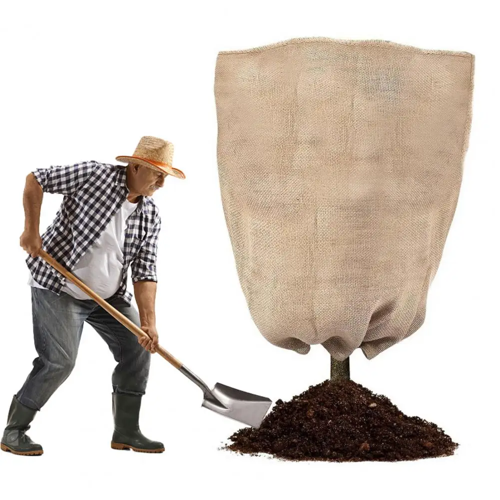Plant Cover Burlap Winter Plant Cover with Drawstring Reusable Frost Protection Blanket Tree Bush Freeze Protector for Garden