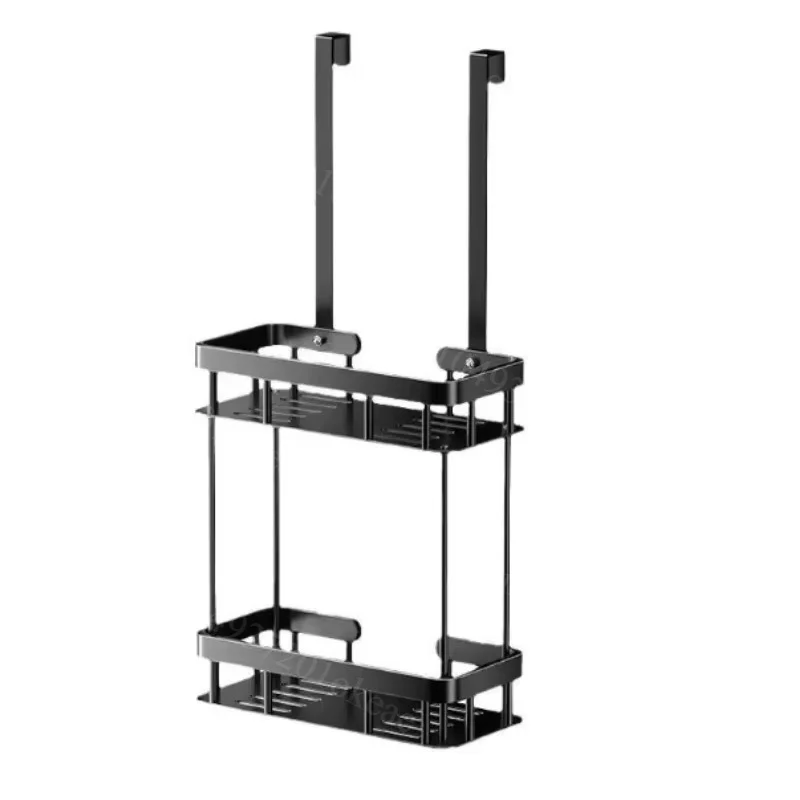 Punch Free Bathroom Hanging Basket Glass Door Storage Rack Shower Room Organizer Holder for Towels and Toiletries