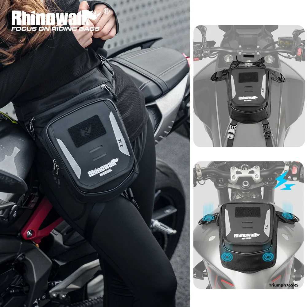 

Rhinowalk Motorcycle Drop Leg Waist Bag 2.4L Multi-Pocket Motorcycle Tank Bag