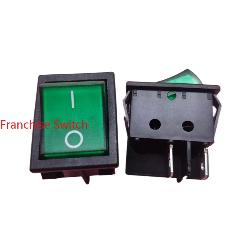 

10PCS KCD4 ship type rocker switch R210-C5L-BG four-foot green light 32X25MM power