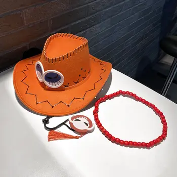 海賊王艾斯cosplay裝飾太陽眼鏡,舒適透氣,時尚動漫配件,配有牛仔帽 6 最佳銷售 牛仔角色扮演 - №2