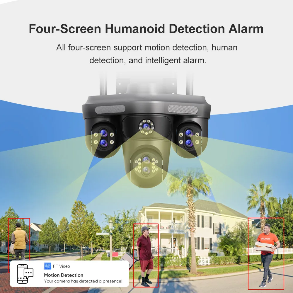 AIOOK 30X Zoom Camera Outdoor Waterproof WiFi Camera HD 35MP 7 Lens IP CCTV Night Vision Motion Tracking Two Way Intercom Camera