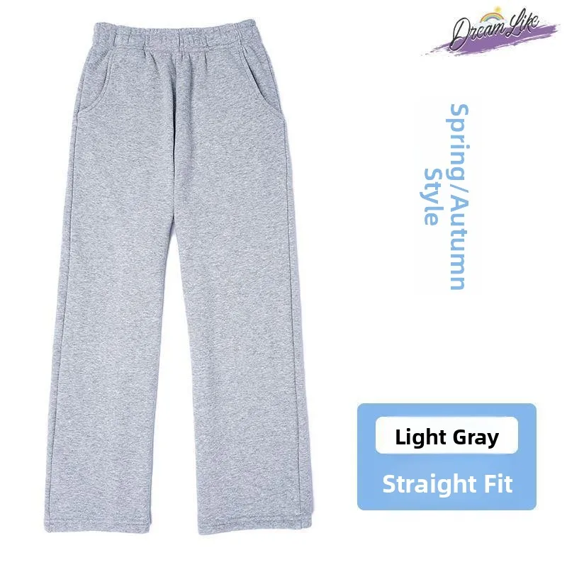 

Спортивные брюки для детей, прямого кроя, весенне-осенние, теплые, для средней и начальной школы, для мальчиков и девочек