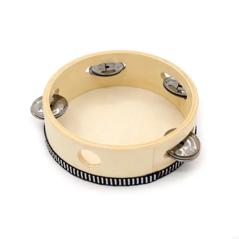 Tambourine Hand Held Drum Single Row Jingles Tambourines with Metal Bells Drum 