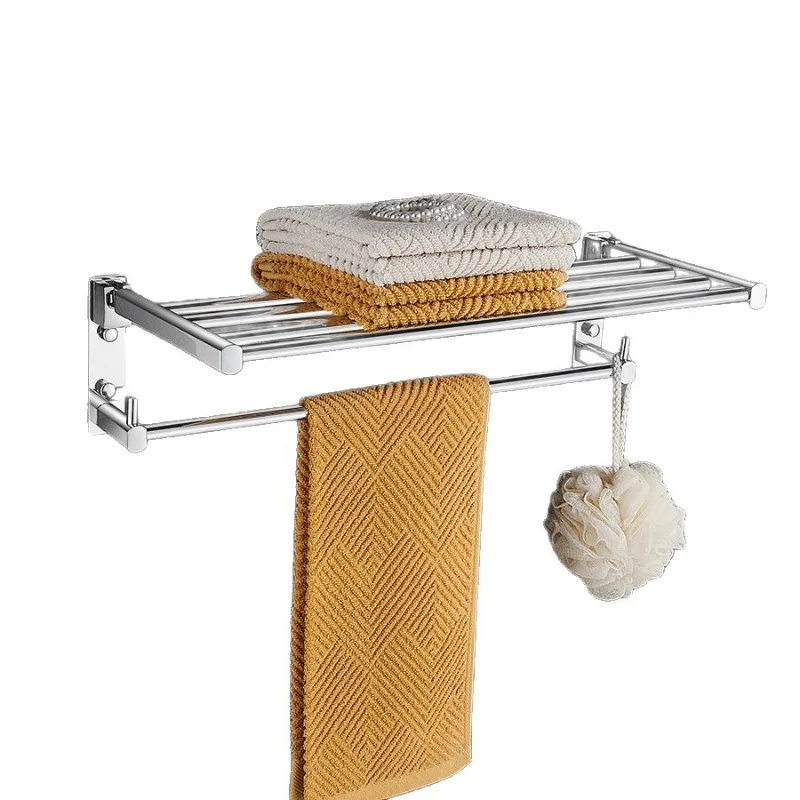 Bathroom bath towel rack full copper towel rack bathroom foldable storage rack high-end hardware pendant set without punching