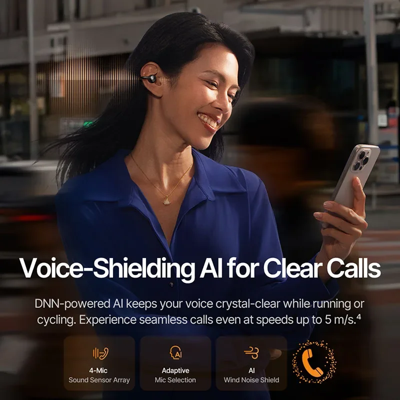 베이스어스 인스파이어 XC1 이어 클립 무선 이어버드 블루투스 6.1 하이 레졸루션 오픈 이어폰 귀걸이형 4-마이크 클립온 이어버드 보스 사운드