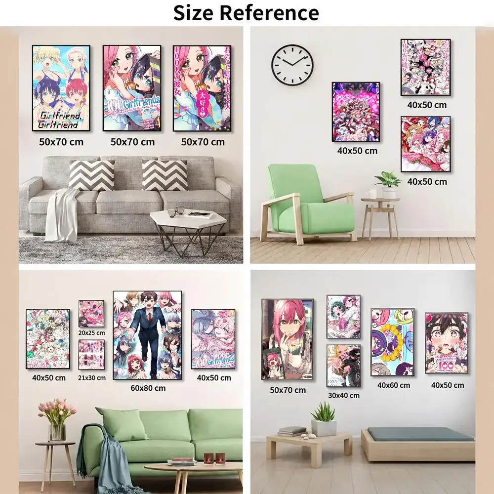 Anime The 100 Girlfriends Who Really Love You Poster Stylish Aesthetic Wall Decor for Bedroom Living Room Cafe Bar Gift