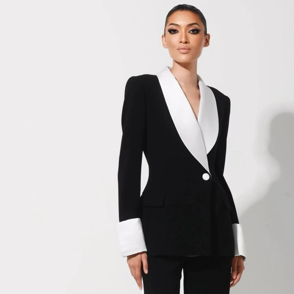 Proste damskie garnitury biurowe 2-częściowe Slim Fit Jednoguzikowa marynarka + spodnie Formalna elegancka sukienka na studniówkę na zamówienie