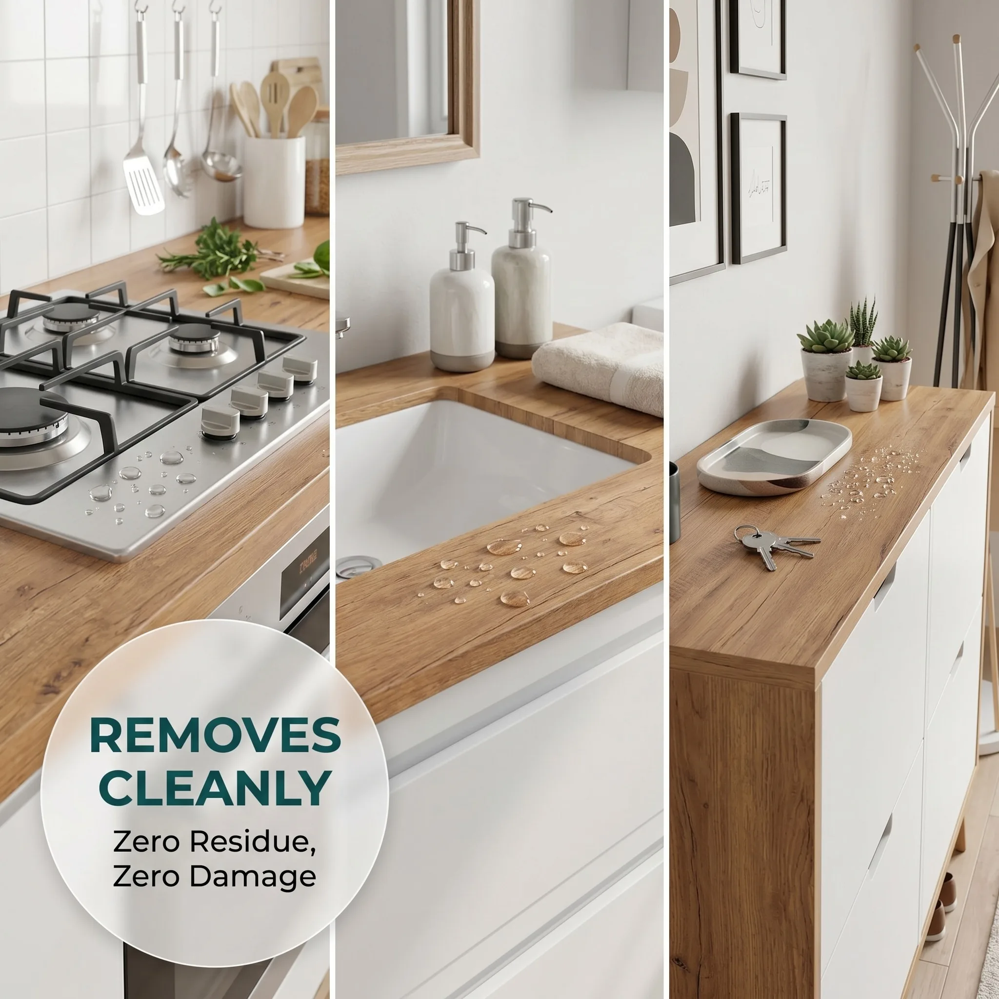 Waterproof Wood Grain Contact Paper, Peel and Stick Countertop Sticker, Removable Self-Adhesive Vinyl for Kitchen Cabinet Renova