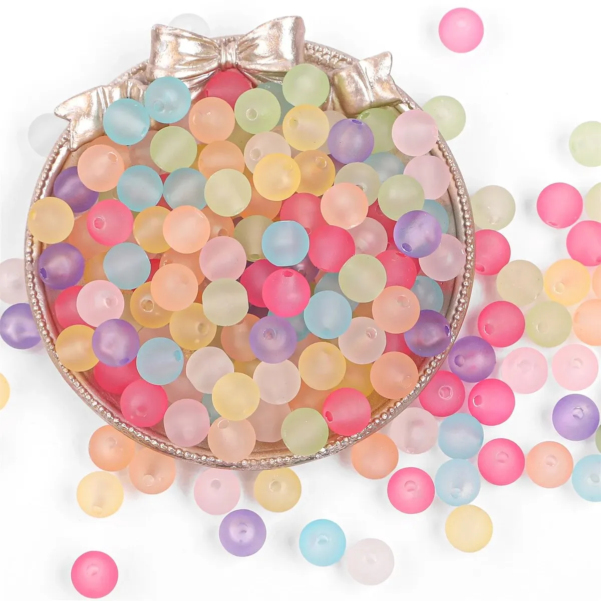 About 115pcs Acrylic Transparent Rubber Frosted round Beads Scattered Beads Handmade Jewelry Accessories Materials