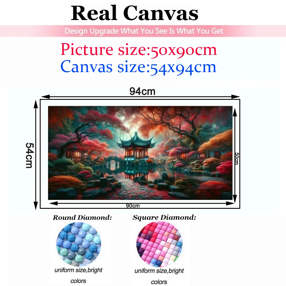 Fantasy Forest Sky Moon 5D Large Diamond Painting New 2024 Pavilion River Natural Scenery Full Diamond Mosaic DIY Cross Stitch