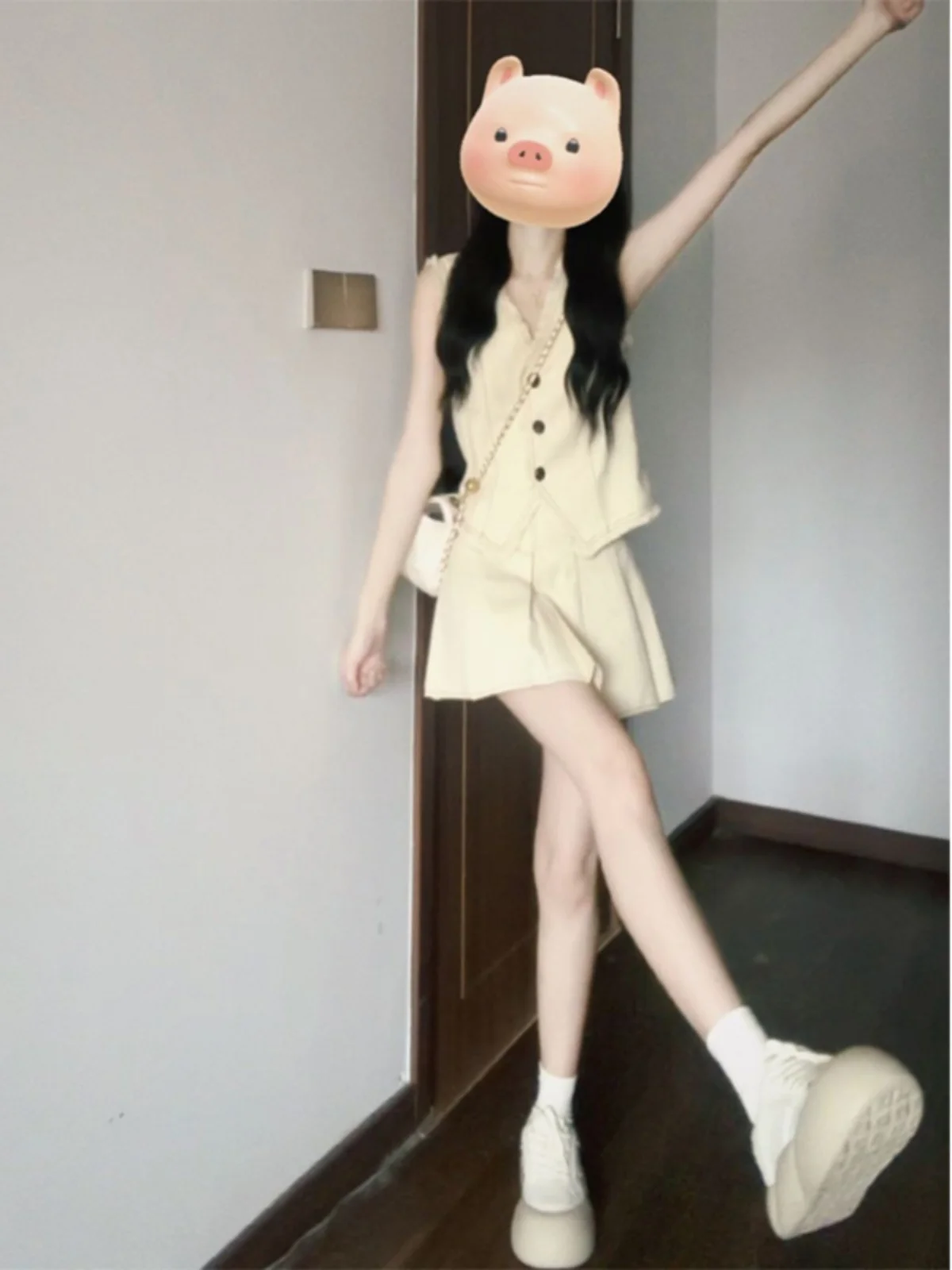 

Summer Outfit Sweet And Salty Set Sleeveless Vest Top And Half Skirt Two-Piece Ensemble Elegant Fashionable Student Work Uniform