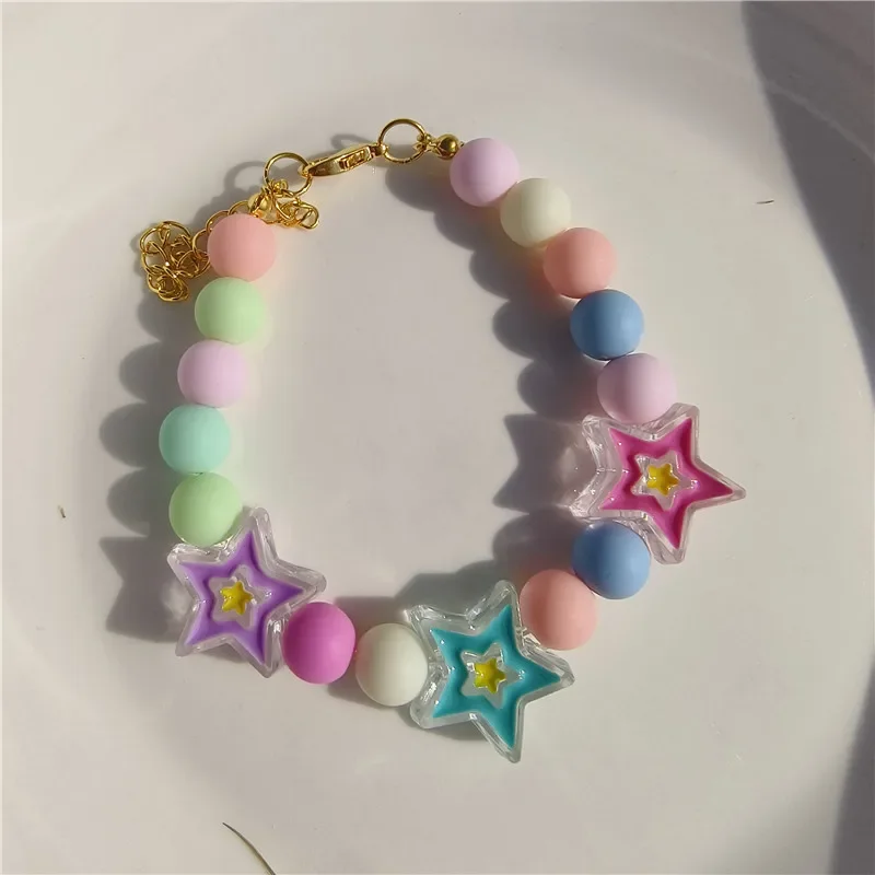 Macarons Color Cat Dog Necklace Cute Pearl Pet Birthday Collar with Pendant Adjustbale Kitten Puppy Pearl Grooming Pet Product