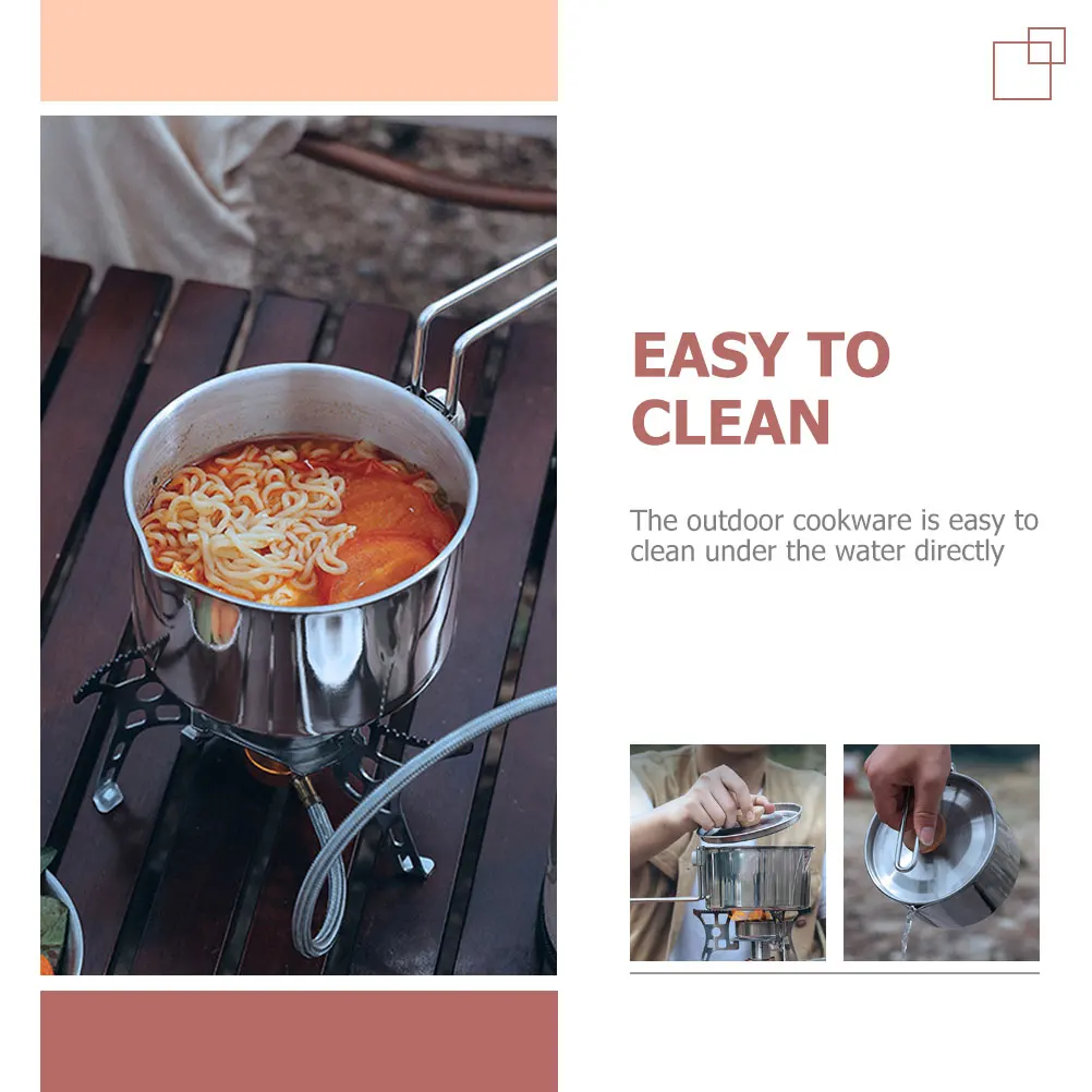 

Foldable Stainless Steel Camping Pot Water Kettle Portable Cooking Utensil For Hiking Picnic Outdoor Noodles Coffee Lightweight