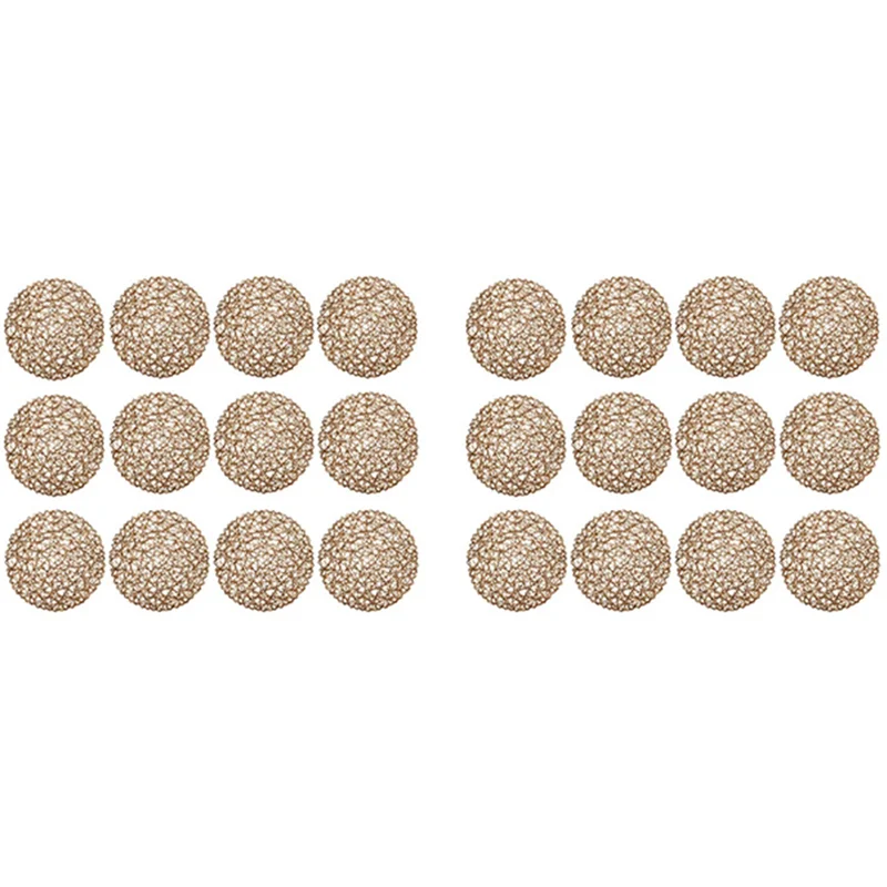 

ABSS-Round Paper Woven Placemats,Decorative Rope Mesh Place Mats For Dining, Party And Wedding 24PCS