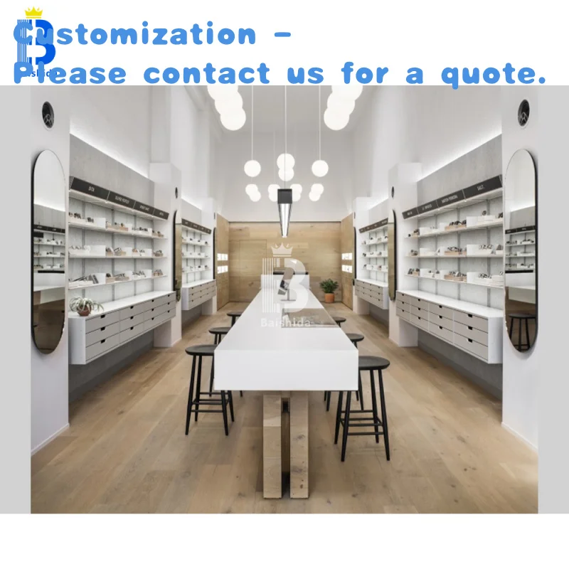 

custom.Modern Custom Wooden Optical Shop Reception Desk Sunglasses Showcases with Glass Cover Elegant Glasses Display Cabinet