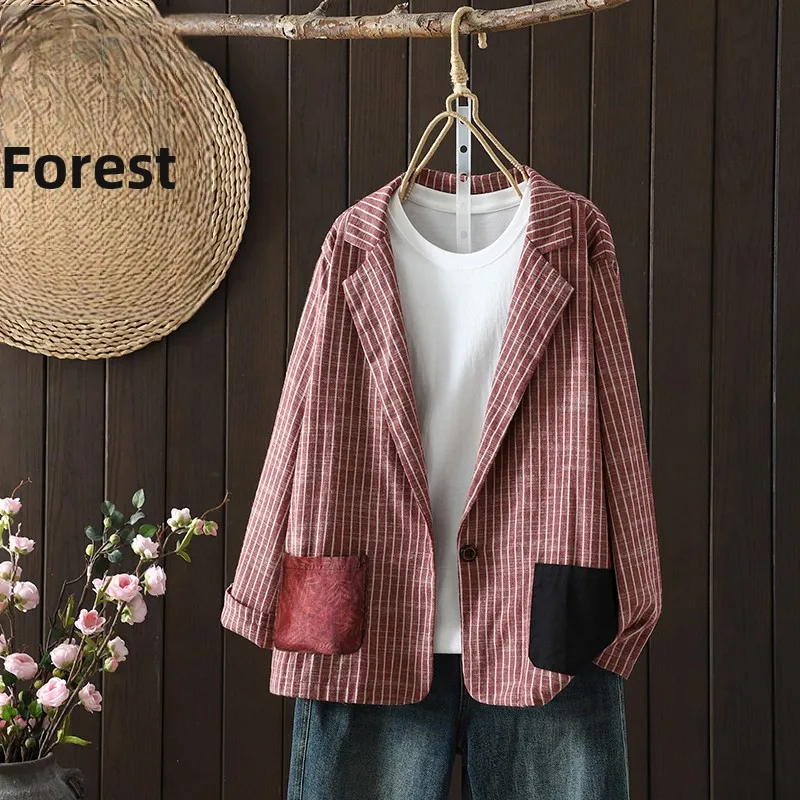 Spring New Plaid Casual Jaet Color Blo ket Design Korean Sle Small Suit Versatile Top Trendy Open Cardigan