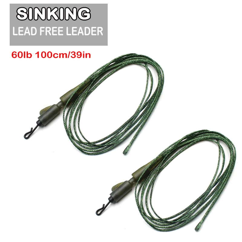 

60LB Carp Fishing 100cm Sinking Lead Free Leader Line Anti Tangle Sleeve QC Swivels Carp Hair Accessoreis Tackle Equipment