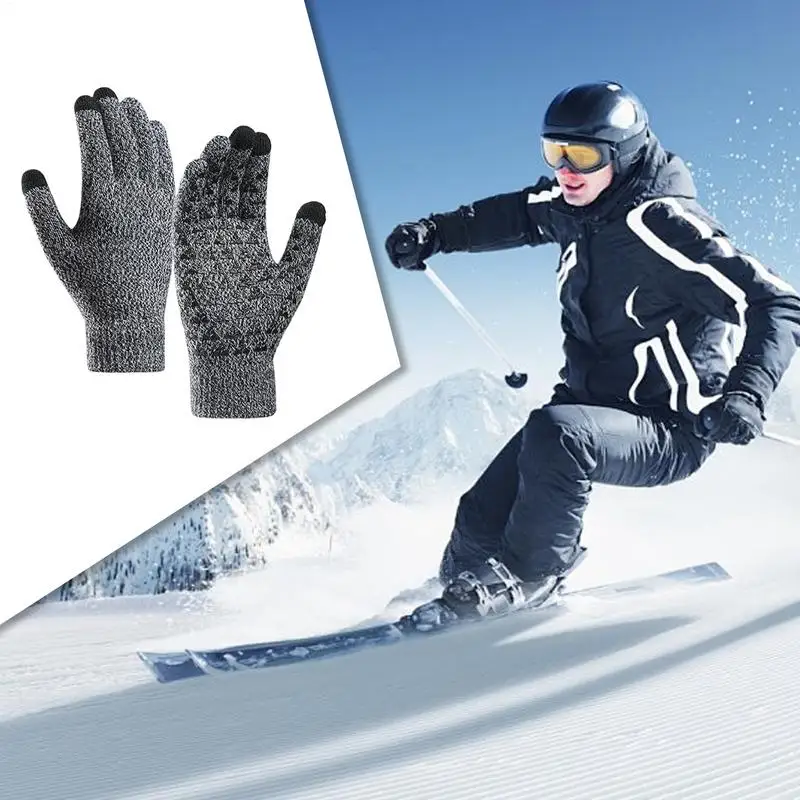 Knitted Gloves For Women Warm Knit Gloves Cold Weather Thermal Warm Gloves Warm Knit Gloves Touchscreen For Hiking Driving