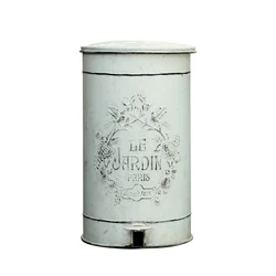 Farmhouse Trash Can Metal Waste Basket Tavern Round Trash Can Suitable For Kitchen Outdoors Garden Decoration