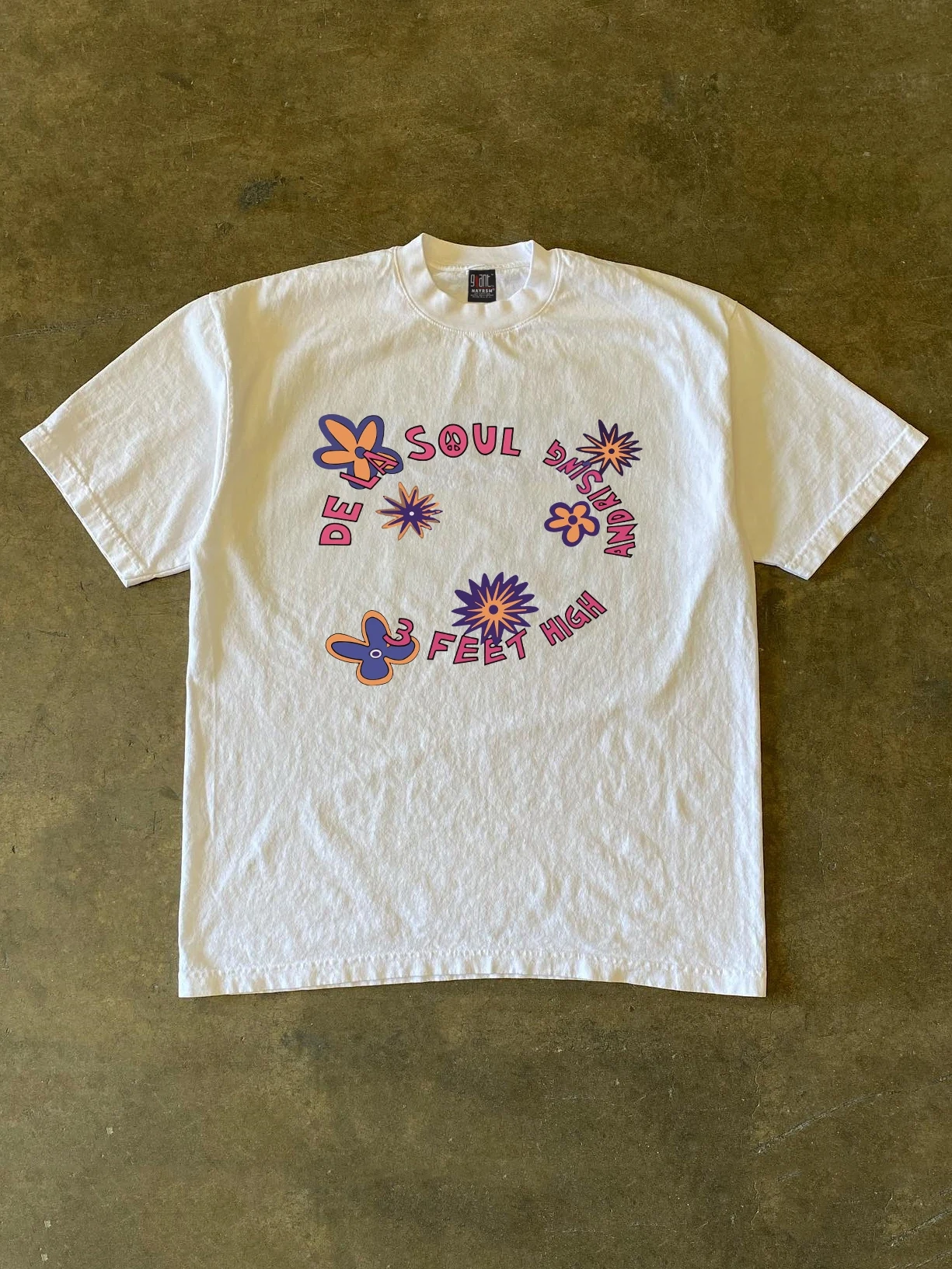 Xiao Chen Story Multi 260g Heavyweight Pure Cotton Short Sleeve T-Shirt Top with Flower And Letter Design Simple And Versatile