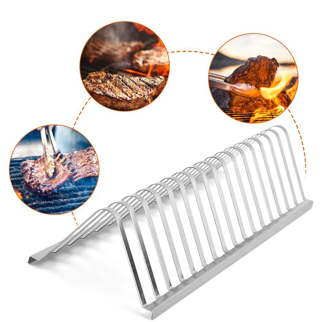 Stainless Steel Barbecue Meat Rib Rack Roasting Stand Outdoor BBQ Accessories For Picnic Camping Barbecue Roasting Stand New