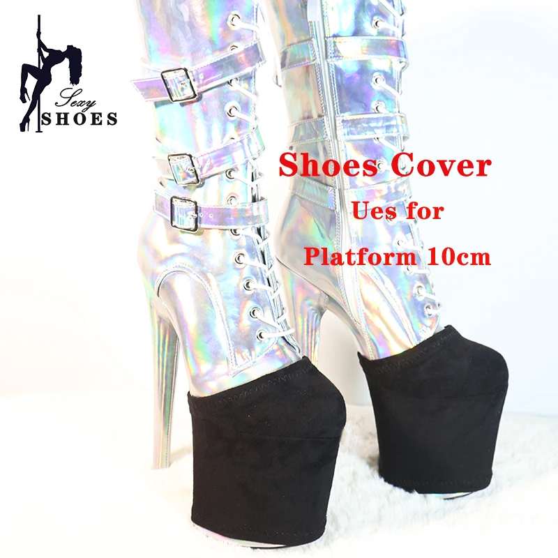Wear-Resist Pole Dance Shoes Cover Super High Sandals Boots Heel Height 15CM 17CM 20CM 23CM 26CM Black Platform Protection Cover
