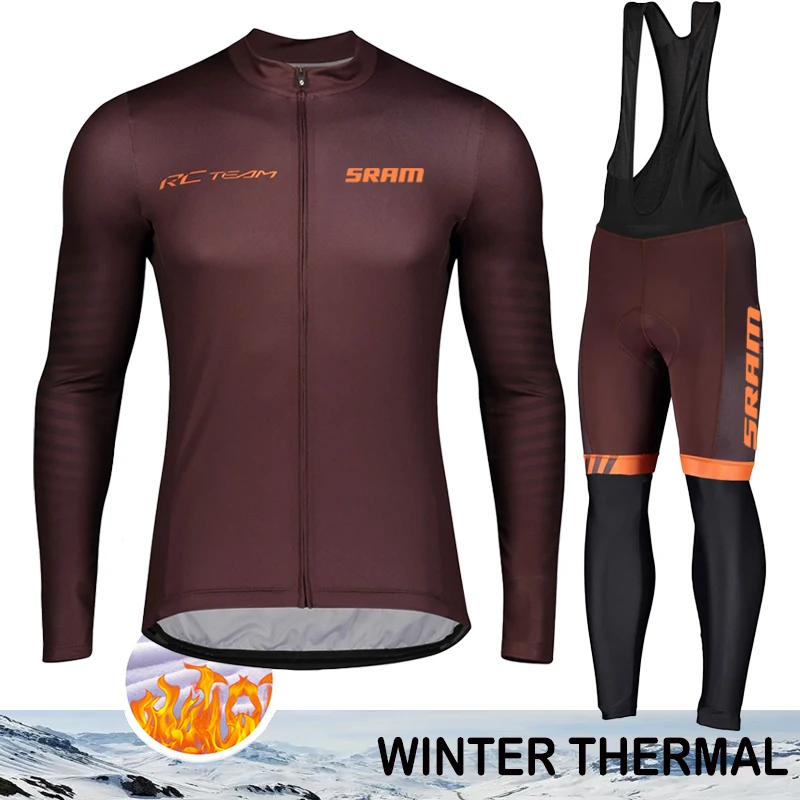 

SRAM Road Bicycle Winter Thermal Fleece Cycling Jersey Jumper Bib Men's Shirt Man Maillot Clothing Mens Clothes Set Triathlon