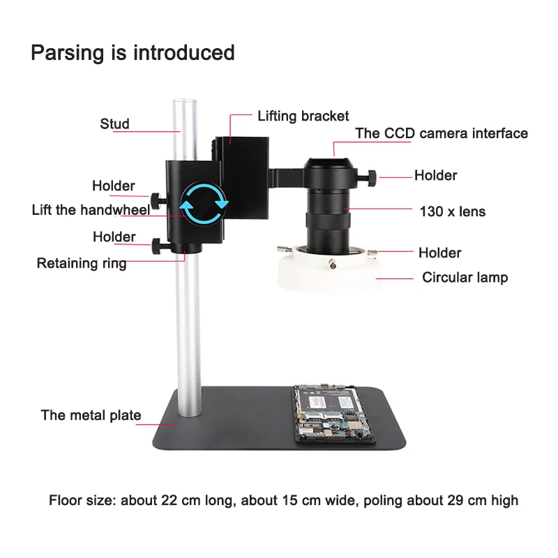 Mikroskop Video industri 4 K 1600 W, perbaikan ponsel kamera Zoom 130X lampu LED panjang digunakan dalam akuisisi gambar Digital