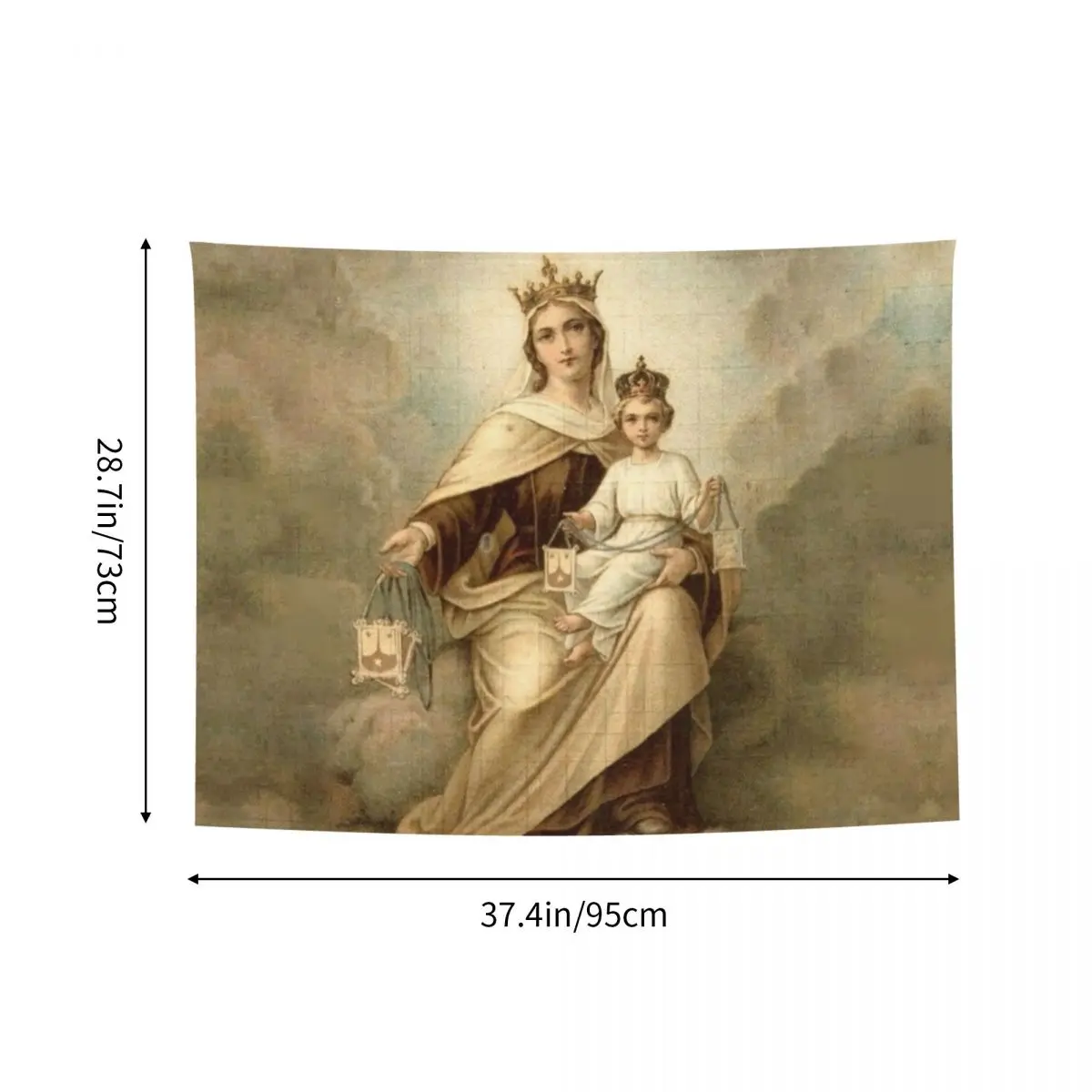 Custom Our Lady Of Mount Carmel Tapestries for Living Room Catholic Virgin Mary Hippie Wall Hanging Tapestry Home Decoration