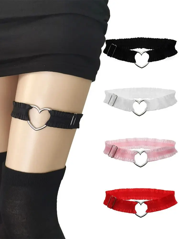 Anneau de jambe en dentelle extensible Simple, anneau de jambe en alliage, cœur de pêche, anneau de cuisse, porte-jarretelles Sexy et doux