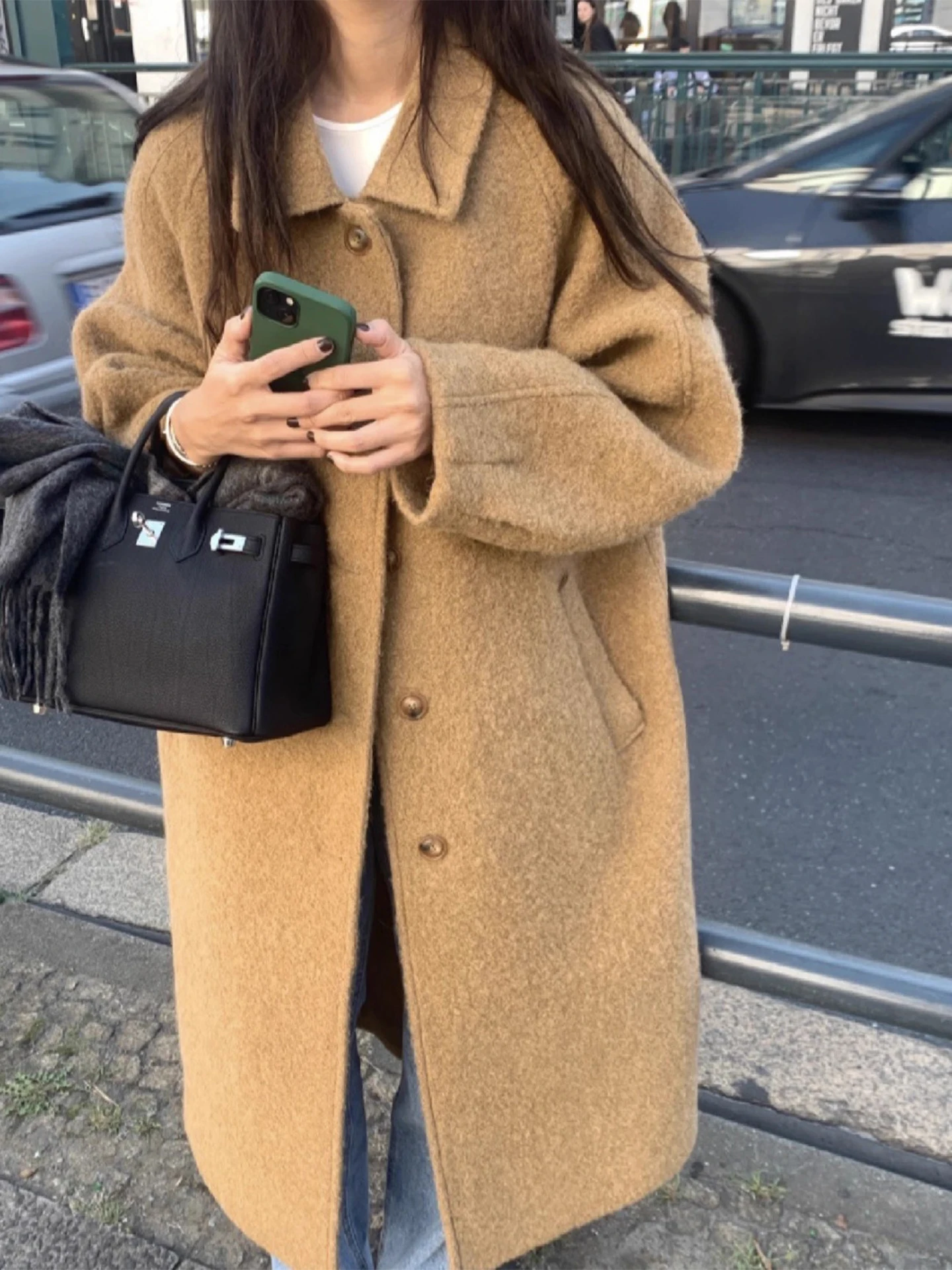 

Новое женское шерстяное пальто в стиле ретро с отложным воротником и длинными рукавами, свободного кроя, зимнее, для повседневной носки, в корейском стиле, модная верхняя одежда