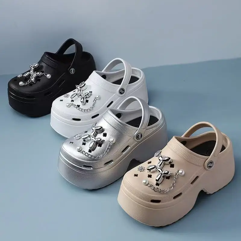 

Women's Diy Clogs Clogs Sandals Summer 2025 Slip On Wedge Platform Sandals Woman Fashion Chain Thick Sole Garden Shoes Ladies
