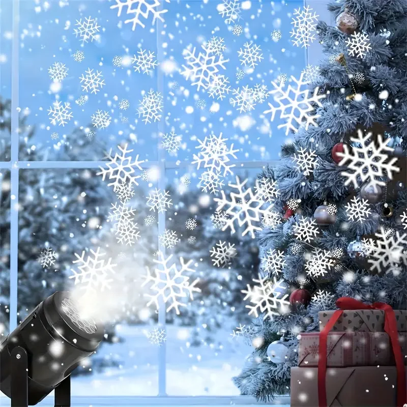 Proyector de Navidad de 16 patrones, proyector de copo de nieve con alimentación USB, lámpara novedosa, lámpara LED giratoria para escenario para dormitorio, fiesta, decoración navideña