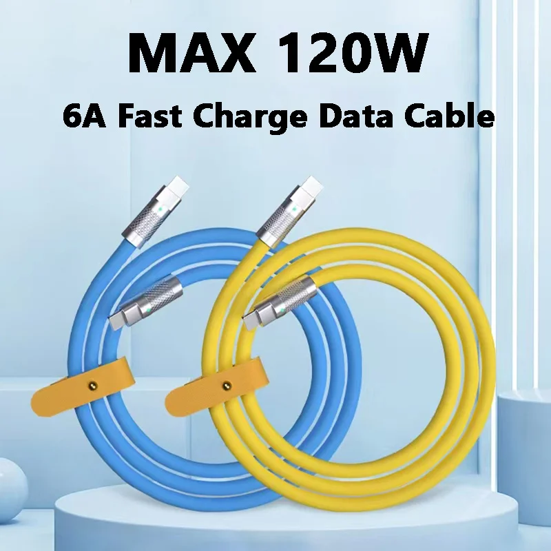 Lovebay 120w 6A Super Fast Charge PD Type C Liquid Silicone Cable Quick Charge 1M Usb Cable Usb C to C Charger Date Cable