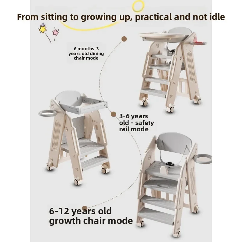 

Dining Chair Foldable Adjustable High Chair Convertible Growth Seat for Children Home Feeding Baby Table Chair