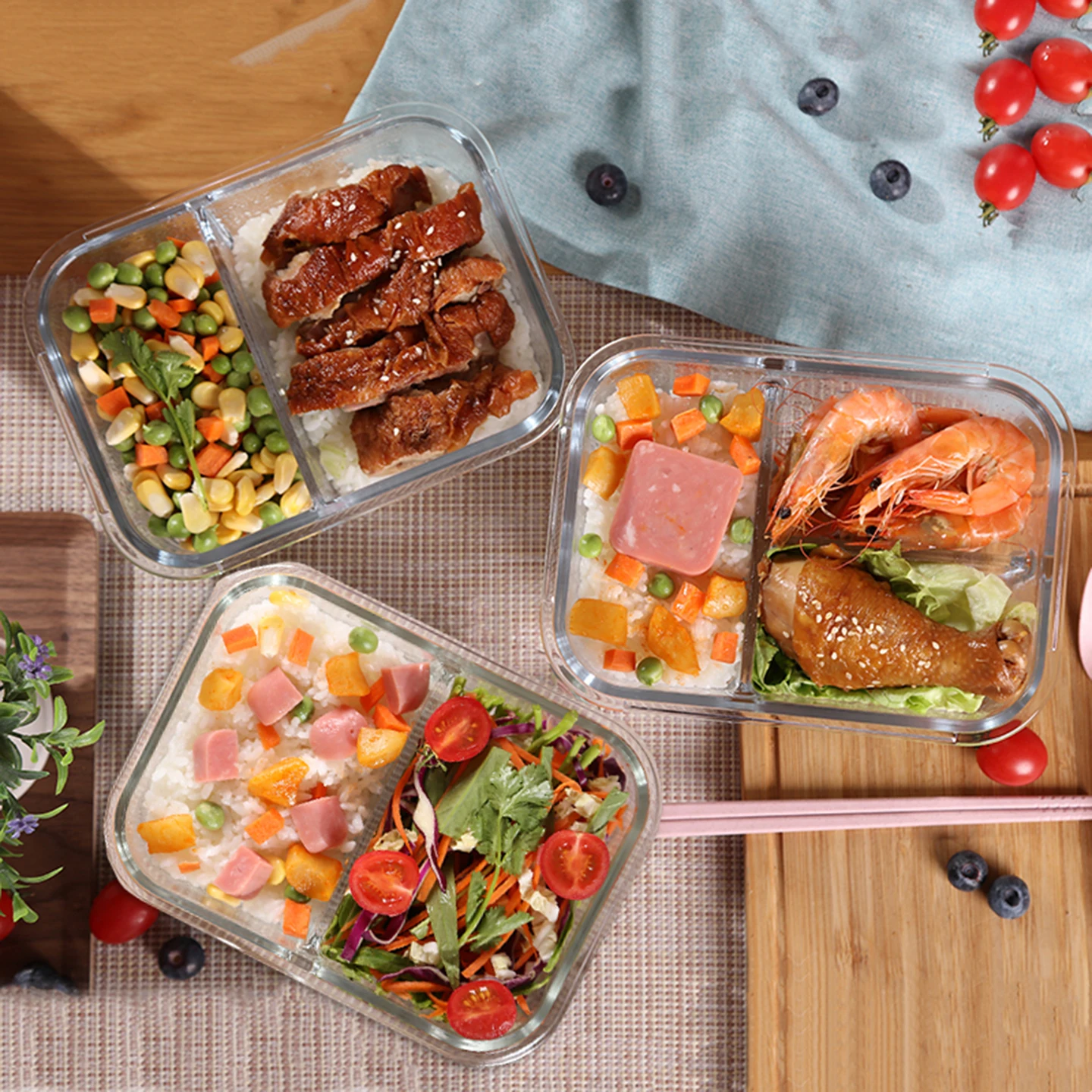 Jalocook Large Capaci Glass Lunch Box Microwave Se Divided Carents Heating Student Office Workers Meal Container view 5