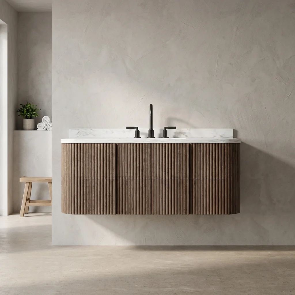#@Customized Modern Wall-Mounted Bathroom Vanity Cabinet with LED Touch Illuminate Mirror Ceramic Basin and Customized Design