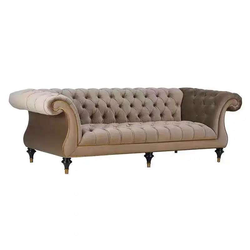 

French light luxury velvet fabric sofa American European high-end villa living room club hotel small apartment large sofa